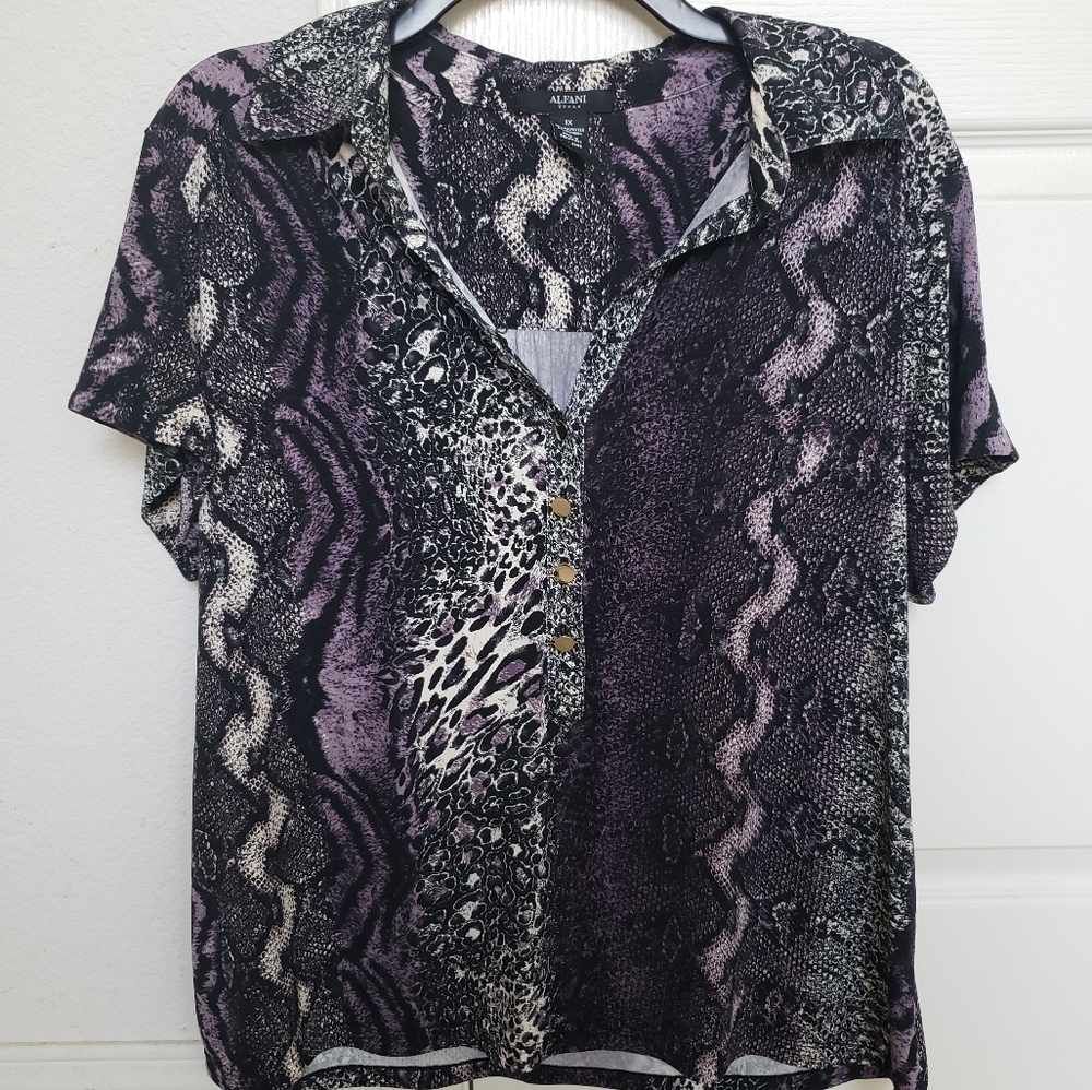 Alfani Woman Snake Print Short Sleeve Top